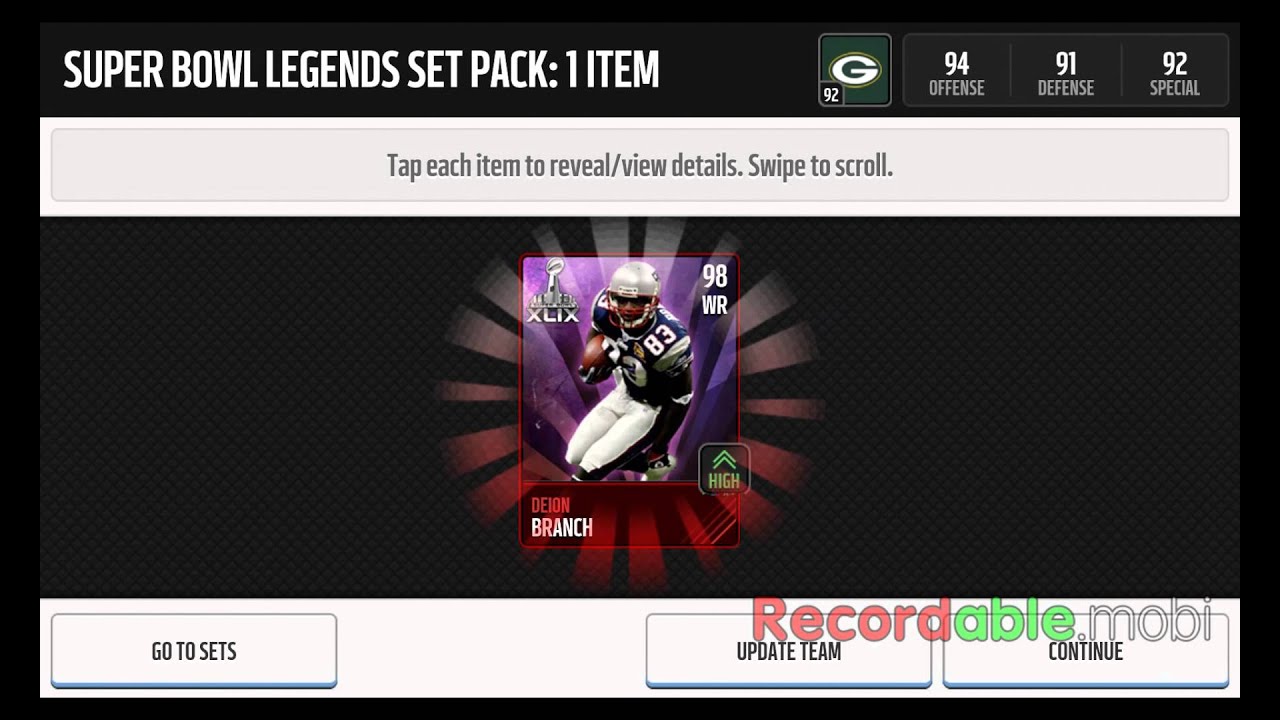 Super bowl legends set -Madden mobile - YouTube
