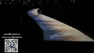 Holographic projection Ocean waves outdoor 3D virtual floor beach footprint interaction restaurant