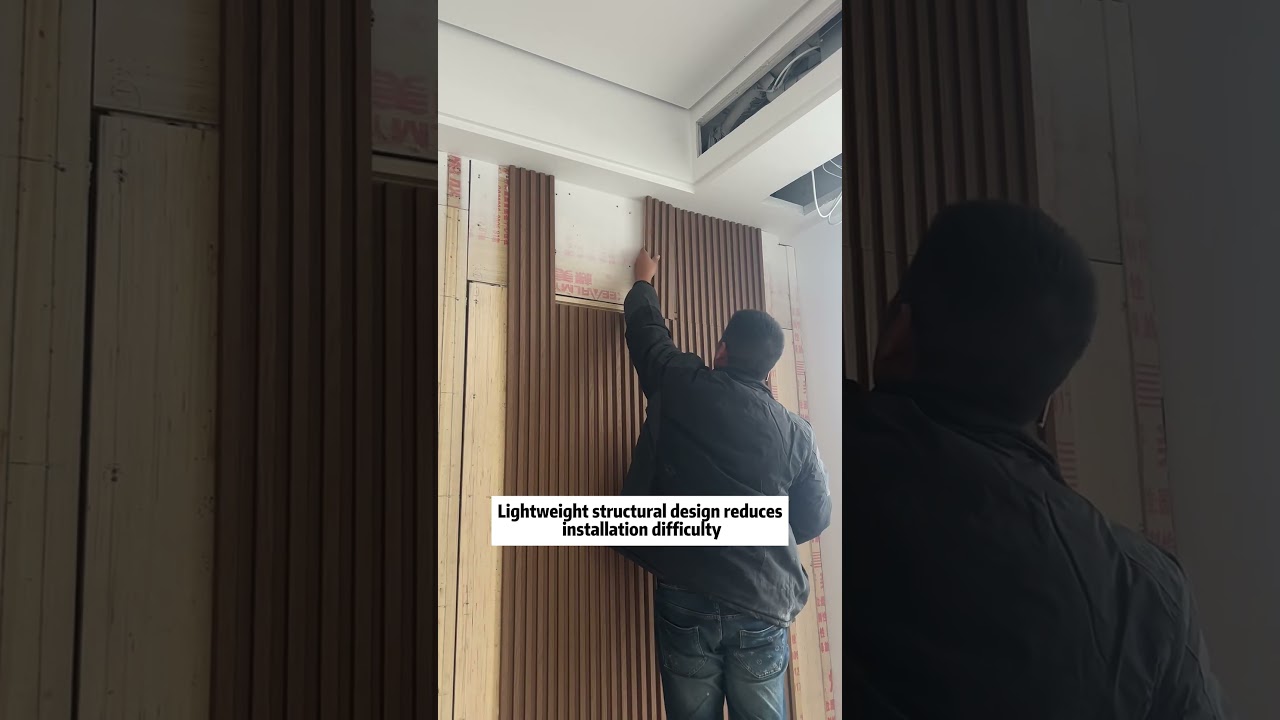 WPC wall panel concealed door installation. Concealed door factory. WPC wall panel concealed door.