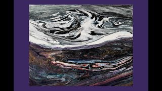 #5399 -Let's Go Skiing, Snowy Mountain Landscape Fluid Acrylics7.11.19 Intuitive Art
