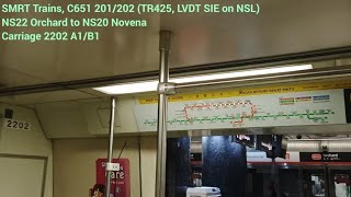 [LVDT SIE on NSL/Tunnel Lights On] SMRT Trains - SIE C651 [201/202] [Orchard → Novena]