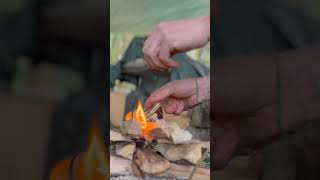 Upside down fire. Great for making a bed of coals. #bushcraft #wildernesssurvival #fire #survival