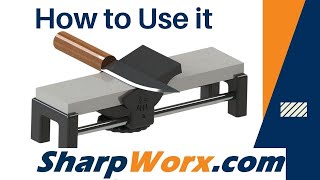 SharpWorx.com How to Use the Sharpener with Sharpness tests, Sharpening a Kitchen Knife at 20°