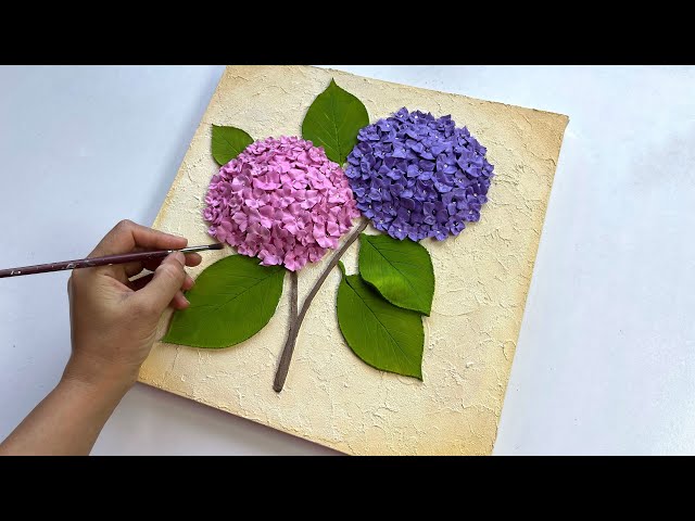3D hydrangea Blossom With Texture Paste & DAS Clay Art | Elegant