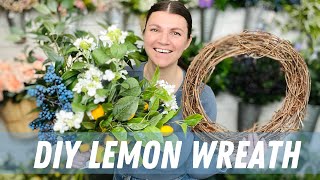 How to make a faux lemon wreath on a grapevine wreath base / diy spring and summer wreath tutorial