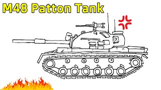 Cara Menggambar Tank M48 Patton | World of Tanks - Drawing Easy