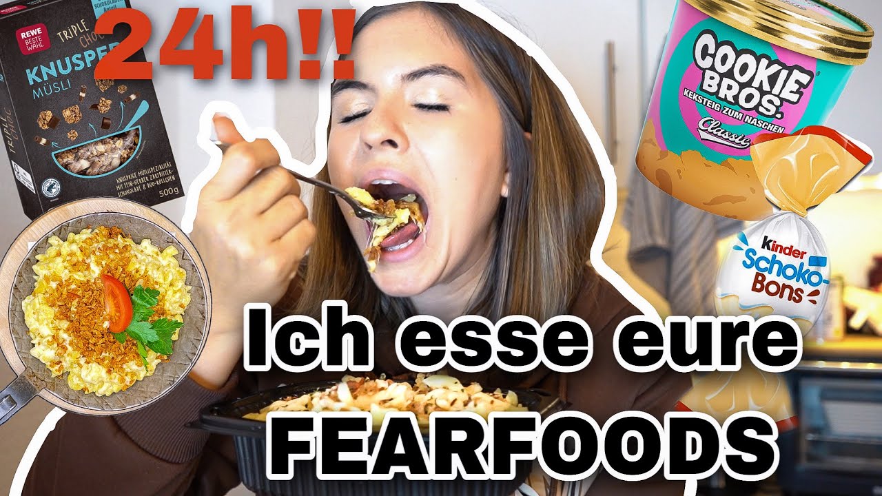 Eating YOUR FEARFOODS for 24h!! Part 2 😱Mit viel KÄSE und mehr 🍫🍝🧀