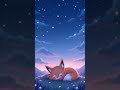 夜の空のアニメキャラ / Sleepy Anime Fox Character Curled