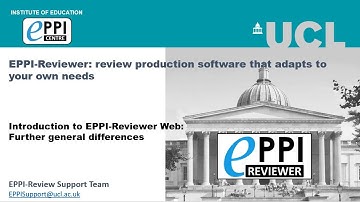 Introduction to EPPI-Reviewer Web - Further general information