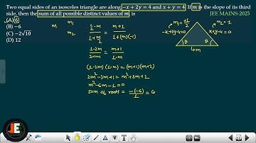 Two equal sides of an isosceles triangle are along -x+2y=4 and x+y=4. If m is the slope of its third