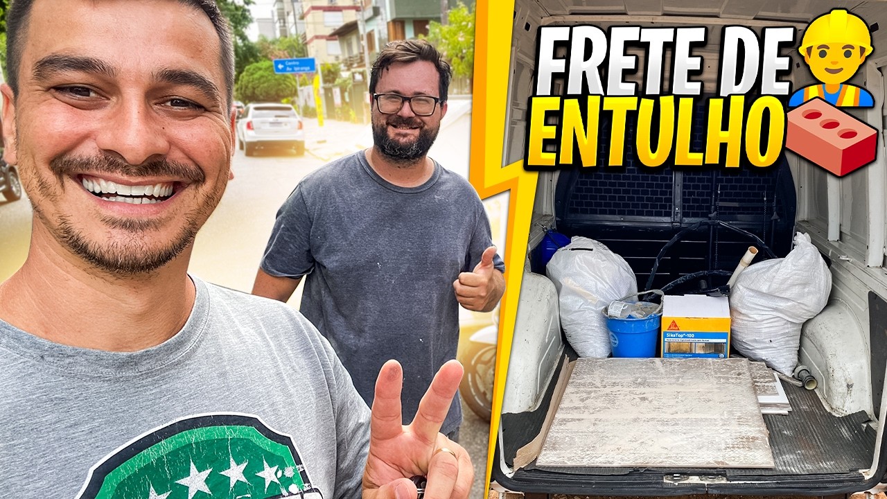 CARREGUEI um frete com resto de OBRA | FUROU 2 pneus 🛞 😱