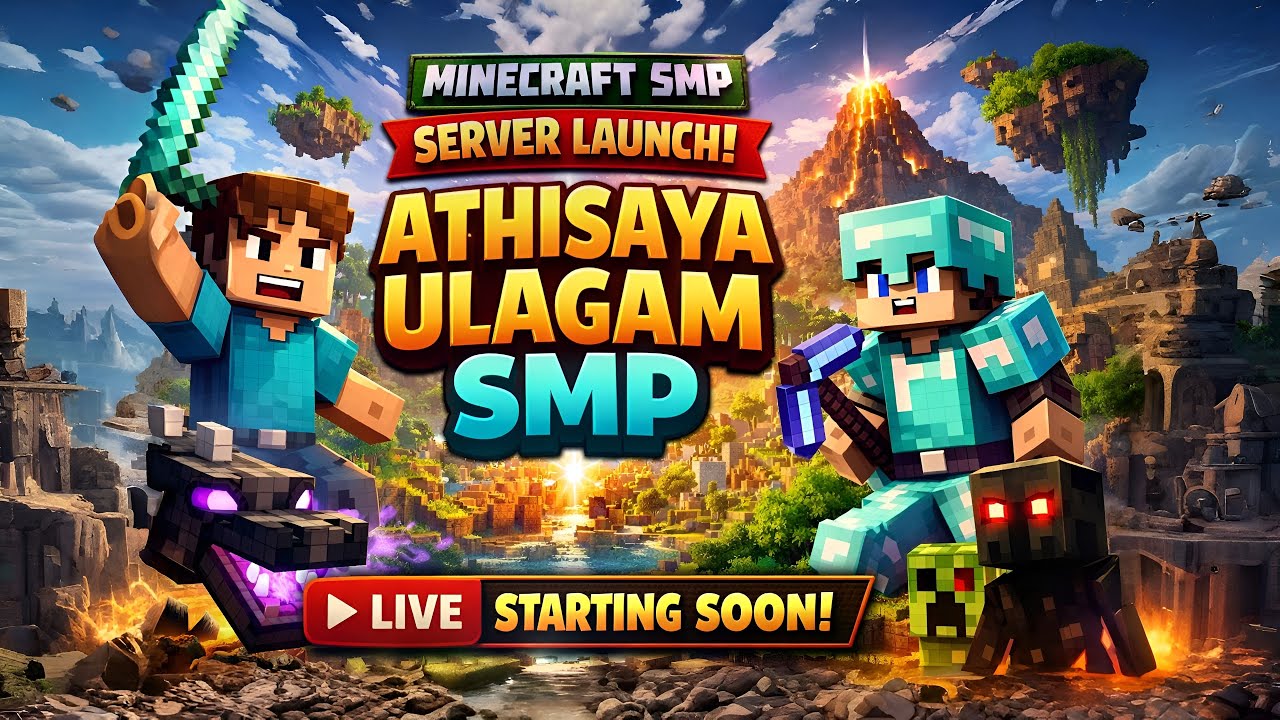 ATHISAYA ULAGAM SMP 🔥 | Minecraft SMP Server Launch LIVE | Survival ...