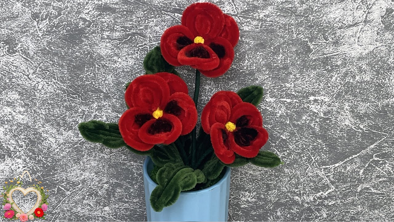 DIY flower - How to make Pansies mini pots with pipe cleaner 