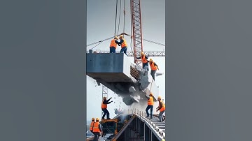 🏗️Near Miss! Crane Loses Control While Lifting Bridge Segment! #crane #fail #engineering #building