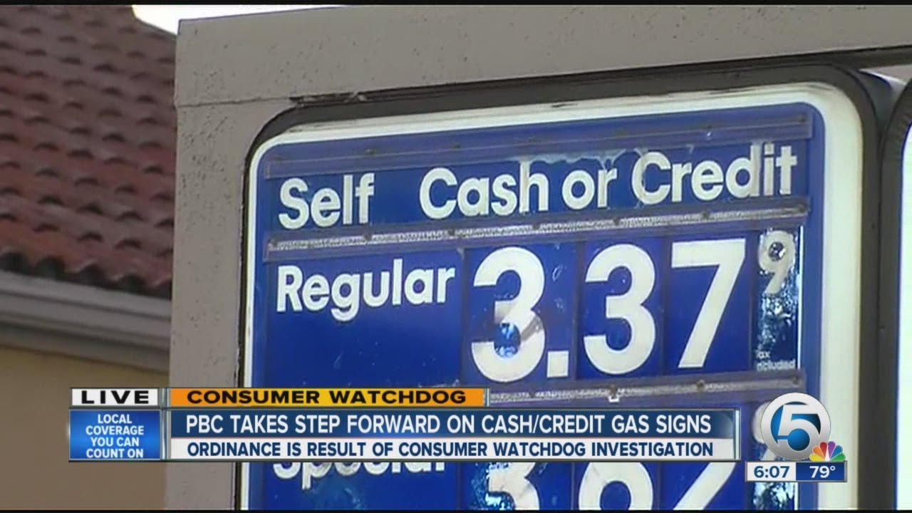 Cash vs. credit gas station signs YouTube