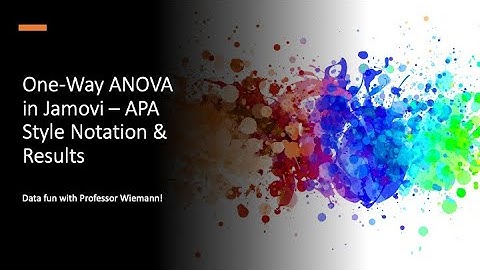 One-Way ANOVA in Jamovi – APA Style Notation & Results