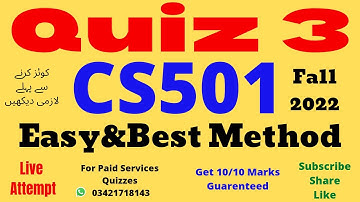 cs501 quiz no 3 solution fall 2022 100% correct answer 15/15