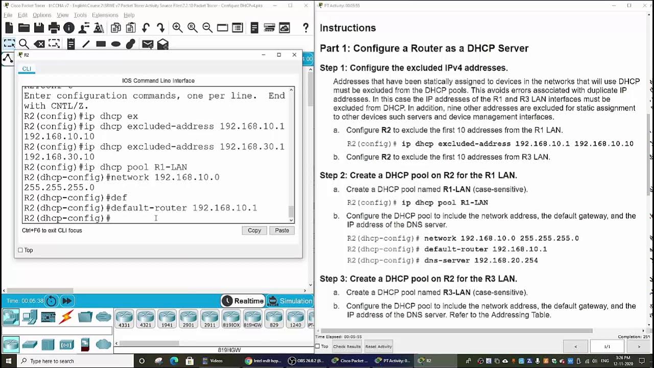 7 2 10 packet tracer configure dhcpv4 youtube