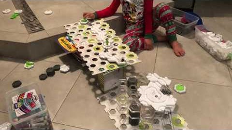 Gravitrax Marble Run by Pre-K son. Shoot the Cannon! Also uses extensions hammer, Looping