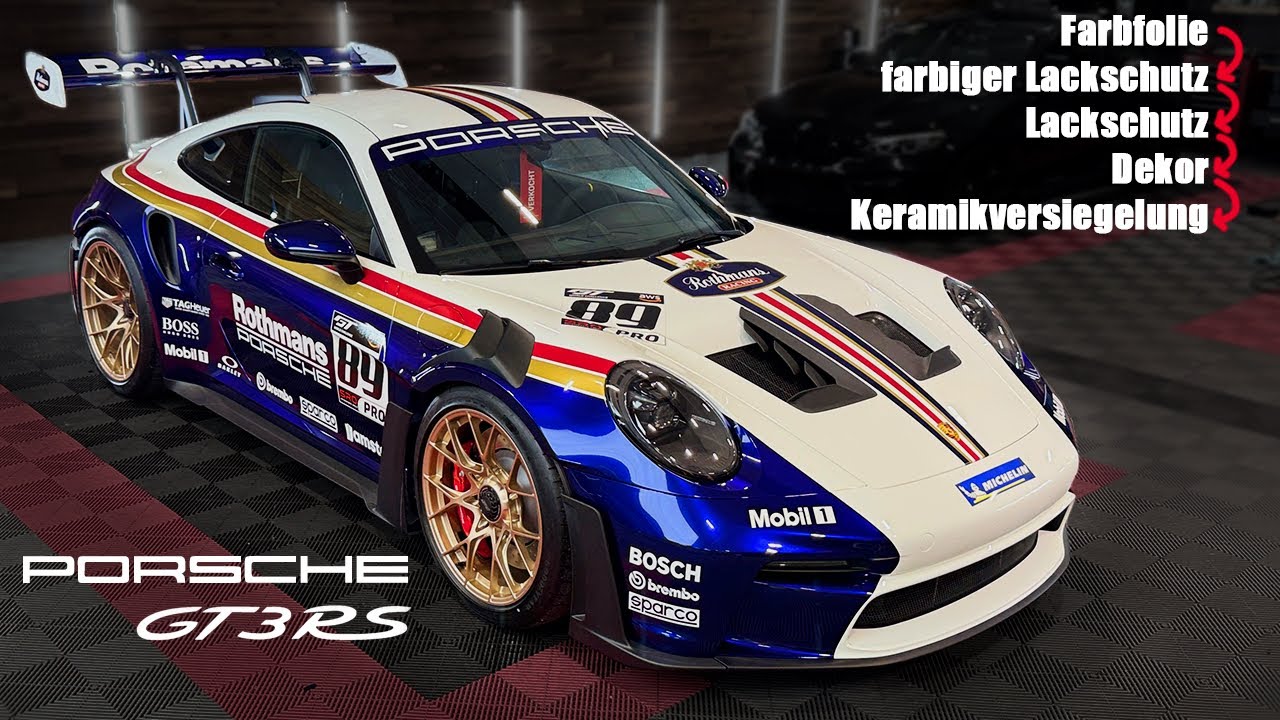 Porsche 992 GT3RS im Rennsport Design aus einer Kombination von CarWrapping und Lackschutzfolie 
