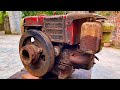 Restoration of old Samdi R185 diesel engine | Restore and repair old D9 diesel engine