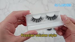 Super Curly Russian Volume Eyelash Extensions Look PBT Fibre 3D Silk Lashes with Custom Packaging