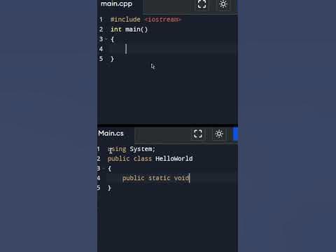 C++ vs C# side-by-side comparison(Hello world) #programming #shorts ...