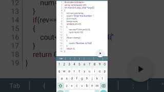 C++/C Program to check number is palindrome or not #palindrome