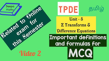 MCQ - TPDE - Important formulas and definition in  Z transforms