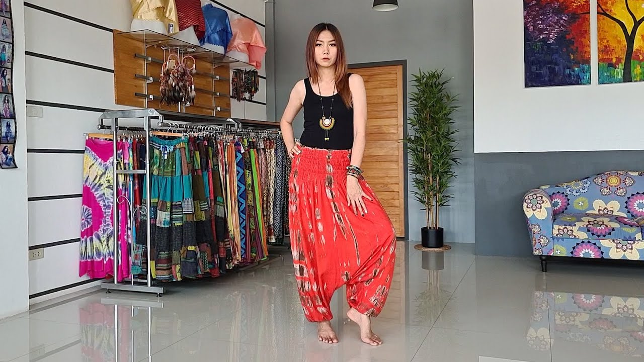 Vegane Thai Batik Haremshose, Pumphose & Aladinhose Shibori Rot