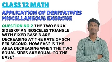 The two equal sides of an isosceles triangle with fixed base b are decreasing at the rate of 3cm per