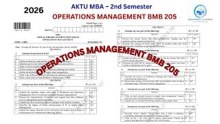 Operation Management BMB205 AKTU MBA 2nd Sem 2025 Question Paper Solutions Section A AND B Solutions