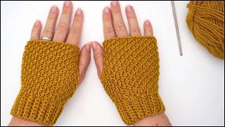 TUNISIAN Crochet Fingerless Gloves in HONEYCOMB Stitch