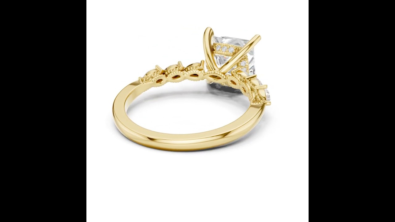 Princess Cut Diamond Anniversary Ring With Pear Side Stone