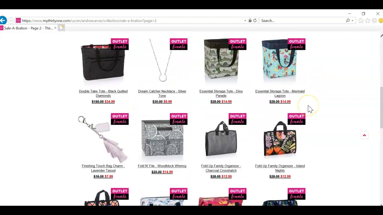 Thirty-One Sale-A-Bration OUTLET FINALE is LIVE with Andrea Carver 