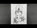 Christmas candle drawing  christmas special drawing  candle pencil drawing  pencil sketching