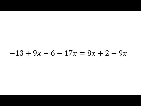 Solve a an Equation with Variable Terms on Both Sides: Form -a+bx-c-dx ...