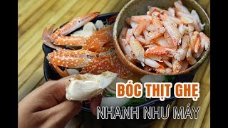 Ngồi bãi biển bóc thịt ghẹ nhanh như máy tại Phú Quốc