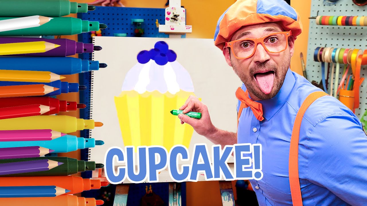 How To Draw A Cupcake + Blippi Visits A Bakery | Draw with Blippi ...