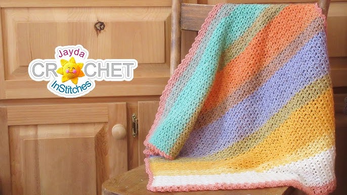 Cross Back Stitch Baby Blanket using Lion Brand Ice Cream Yarn