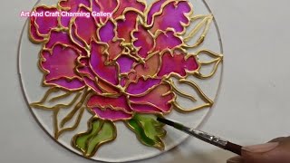 Glass Painting for beginners. Glass Painting step by step for beginners #glasspainting #flowers