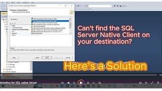 Alternative to the missing SQL Server Native Client in the destination in SSMS? Fix in 3 minutes screenshot 4