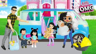 👶 FAMILY TRIP WITH KIDS & BABY 🍼 - OMG DOLL Dollie LOL Morning Family Routine Dreamhouse Adventure