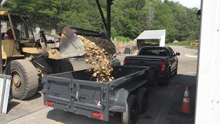 Lamar Mini (Homeowner) Dump Trailer in Action Hauling 2 tons of #3 River Rock