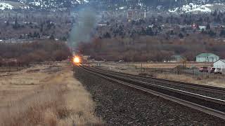 BNSF Loaded Grain Train Departing Helena Jct 4/6/23