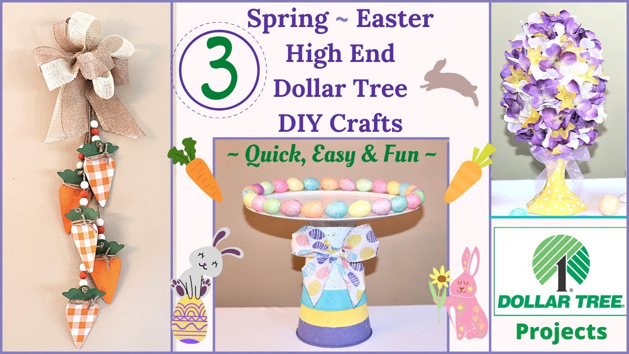 3 NEW Spring Easter High End Dollar Tree DIY Decor Crafts | Spring ...