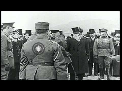 King of Romania Ferdinand I, King Alexander of Greece and Herbert Hoover in Europ...HD Stock Footage
