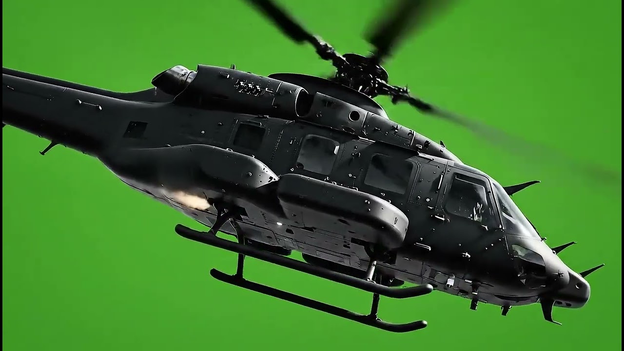 Intense Helicopter Green Screen Overlay for Explosive Action Scenes