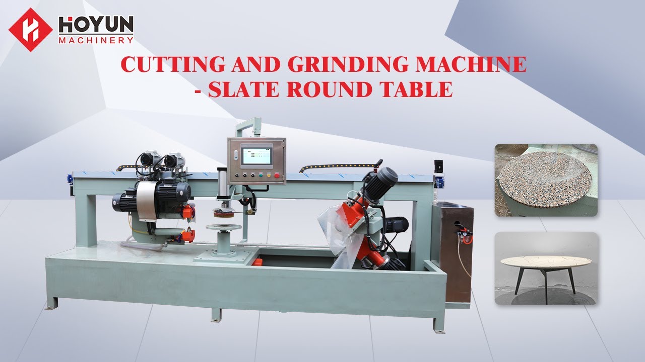 Slate Making Machine Hoyun CNC marble round table, sintered slate dining table cutting ...
