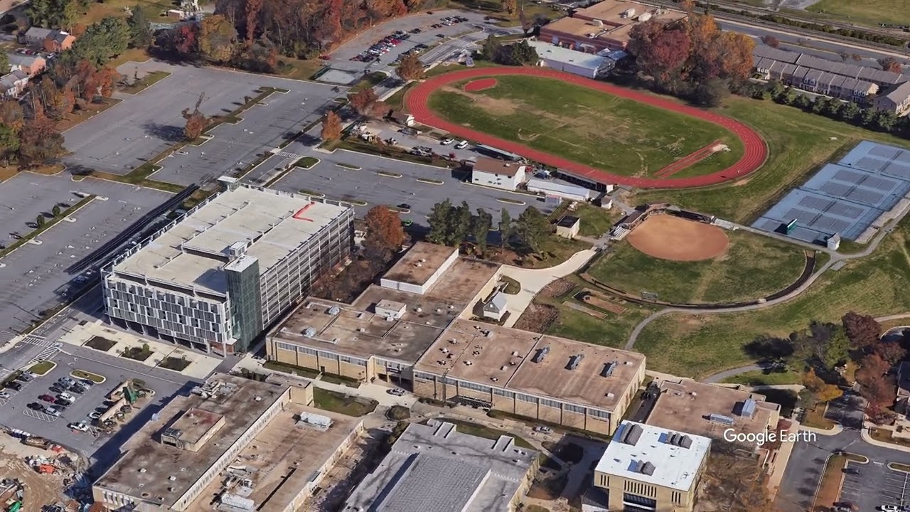 Aerial View of Montgomery College Rockville Campus from Google Earth